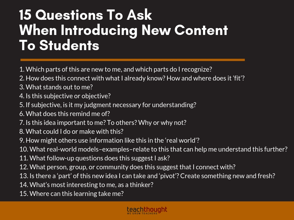 15 questions to ask when introducing new content to students